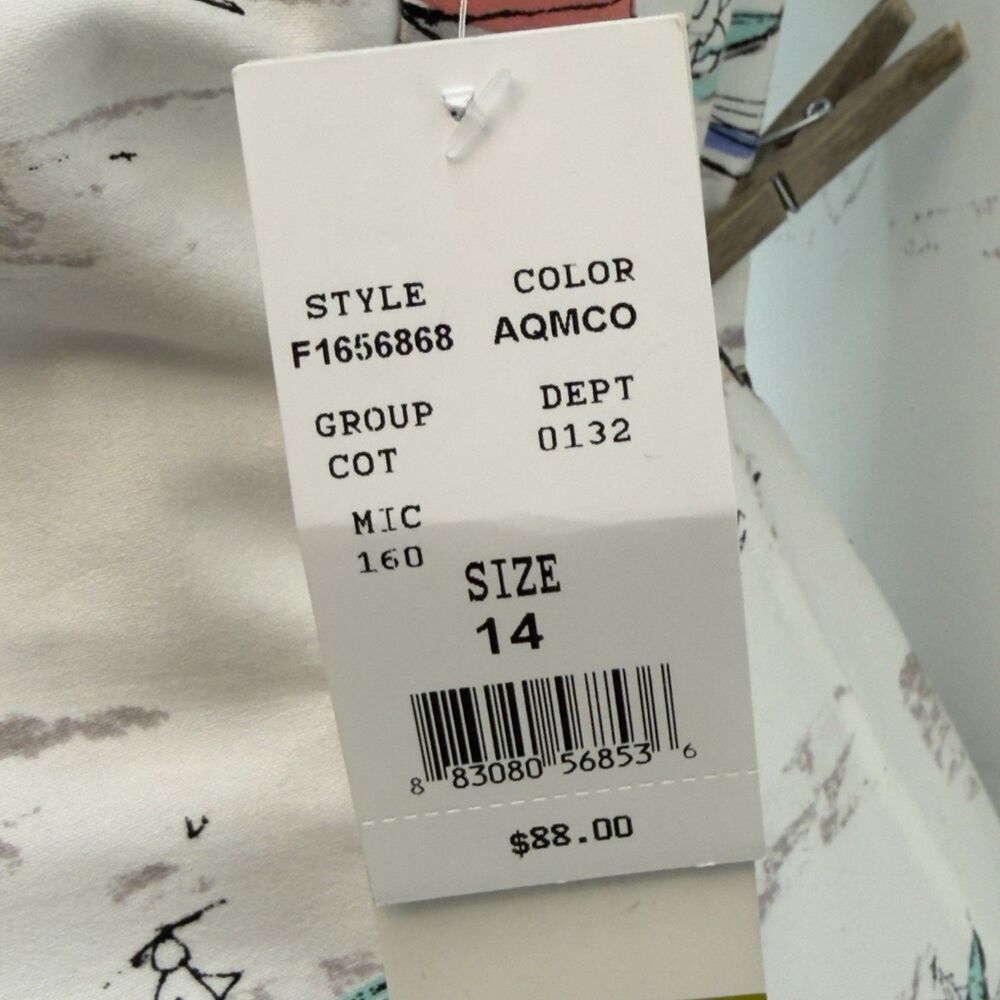 NEW Leslie Fay Venice Gondula Boat White Sleeveless Knee Length Shift Dress 14 - Picture 14 of 17